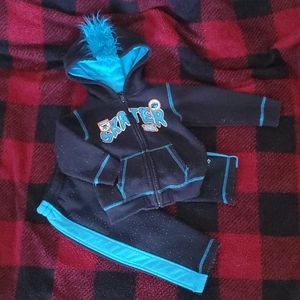 Kid Zone Skater Fuzzy Mohawk Hoodie Pants 2pc. Set
